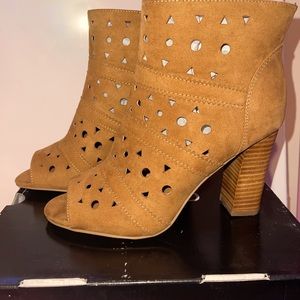 Torrid Cognac Heeled Peep Toe Bootie